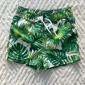 Janie and Jack Boys 6–12 Months Monstera Palm Leaf Swim Trunks Mesh Lined